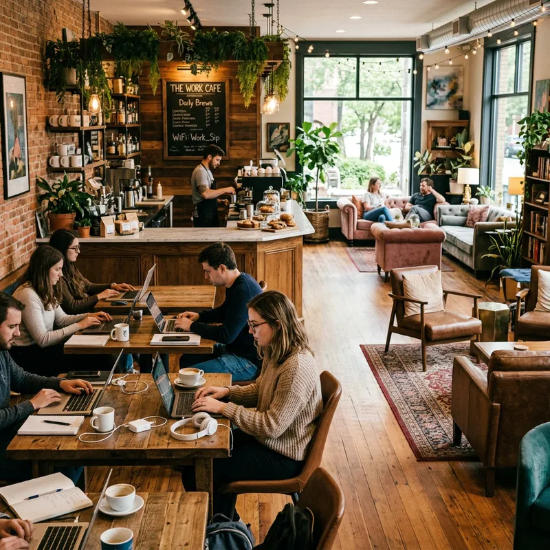freelancer choosing between a cafe and a coworking space