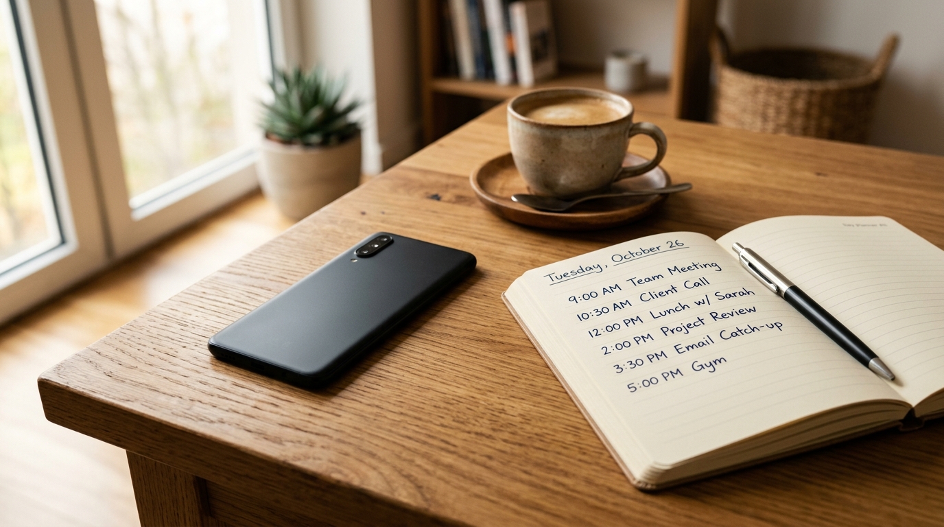 phone showing a morning message check routine