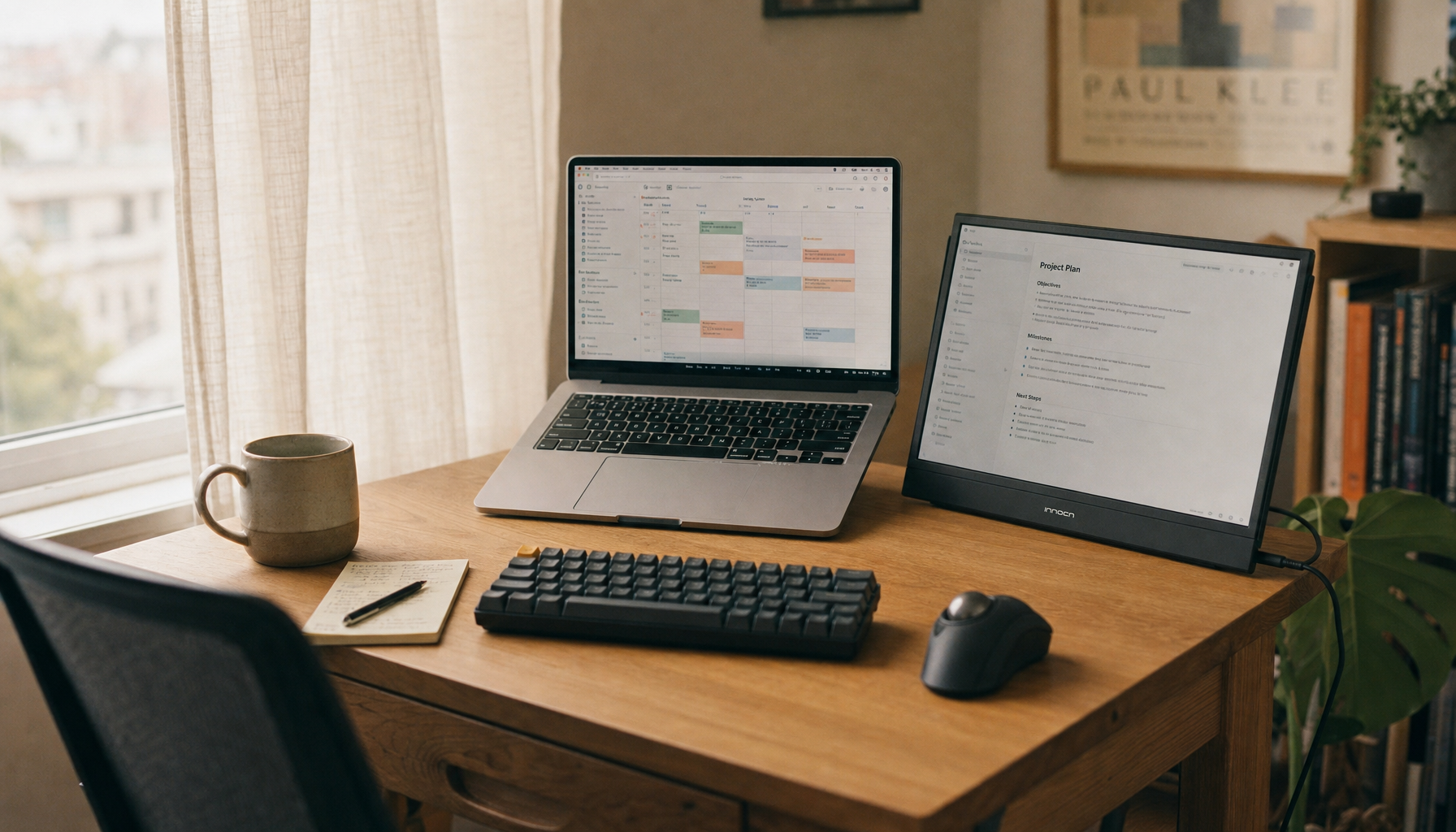 designer switching between monitor and tablet setup