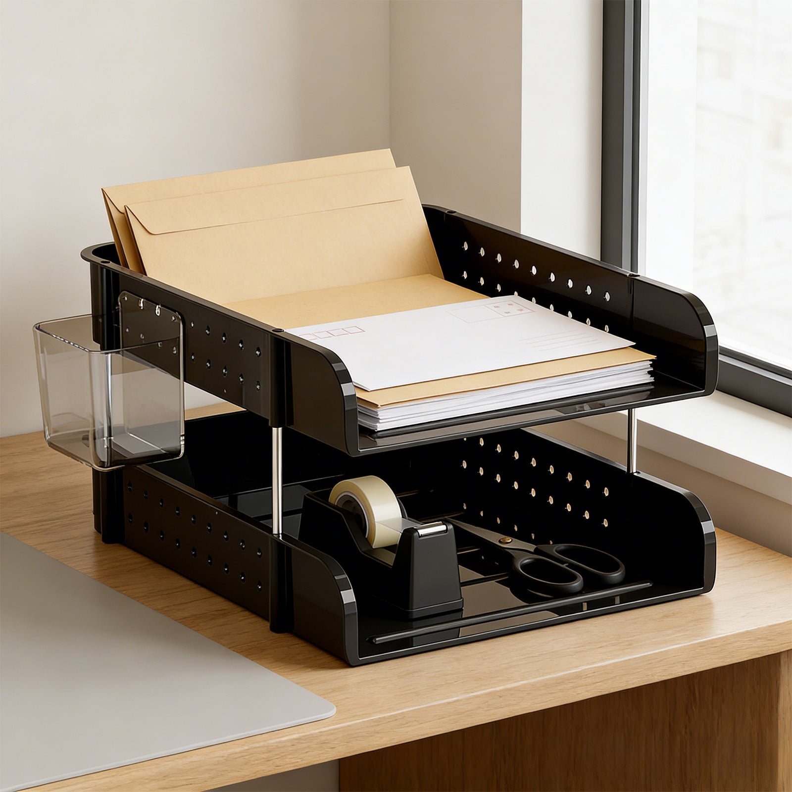 wall-mounted pegboard with design tools