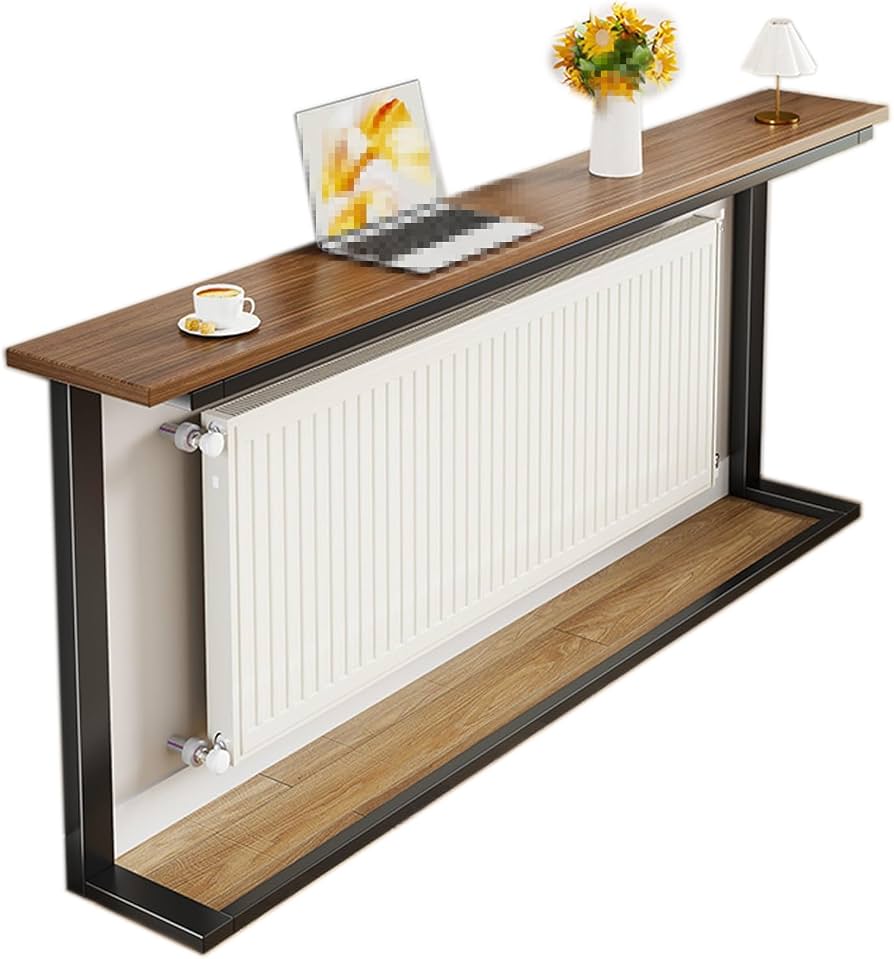 narrow wall shelf above a small desk