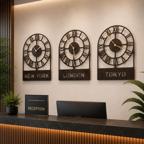 world clock showing multiple time zones